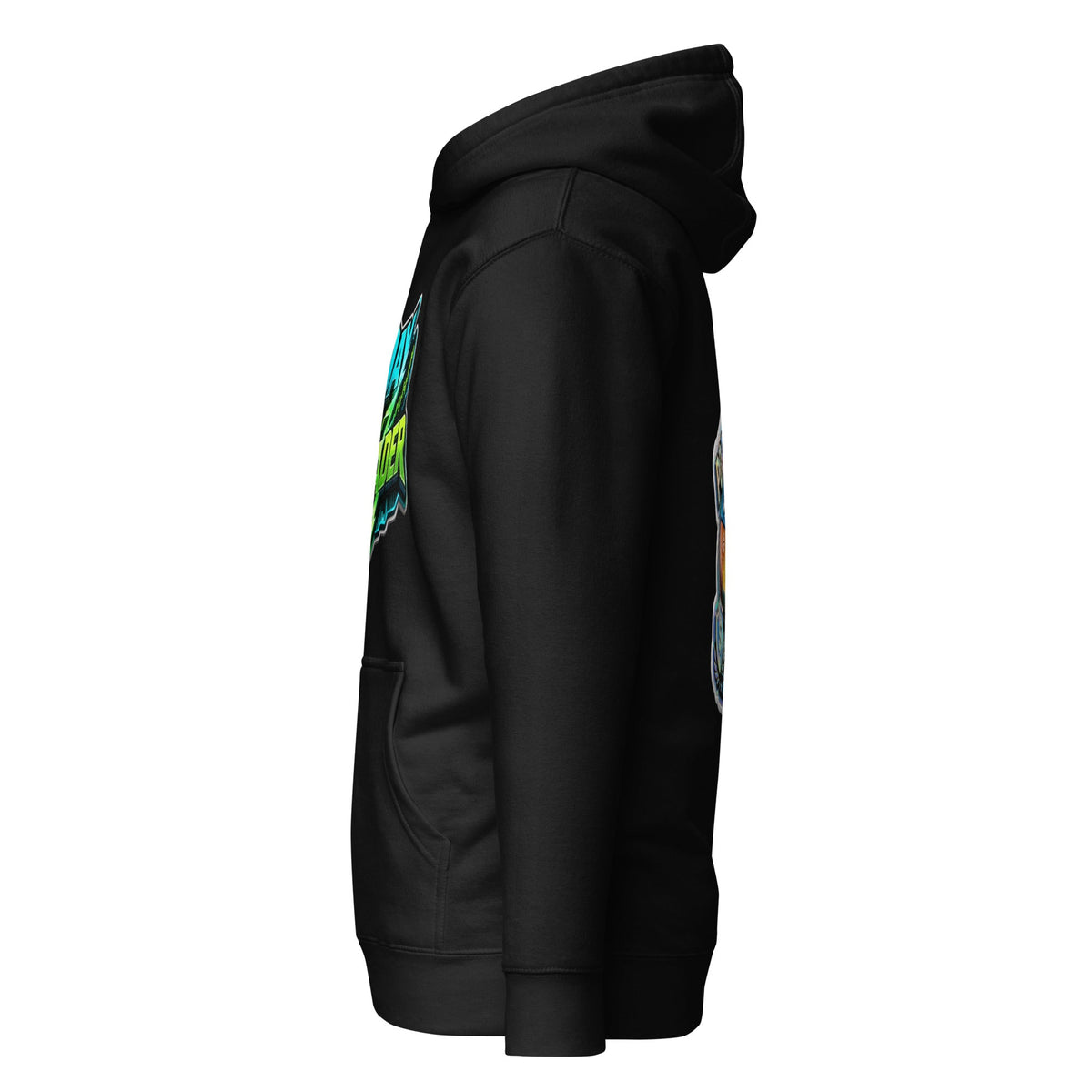 Side view of comfortable streetwear hoodie for creators